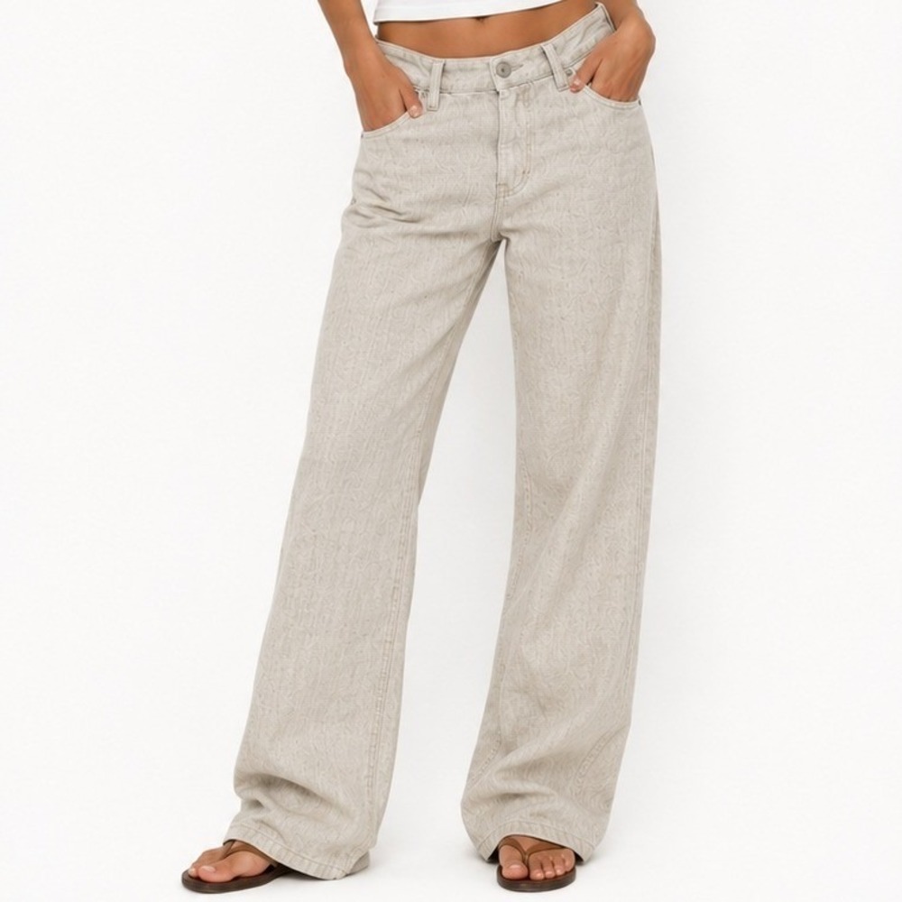 Lizwear Pants Womens 10 Beige Linen Cotton Natural Straight Leg Coastal Grandma
